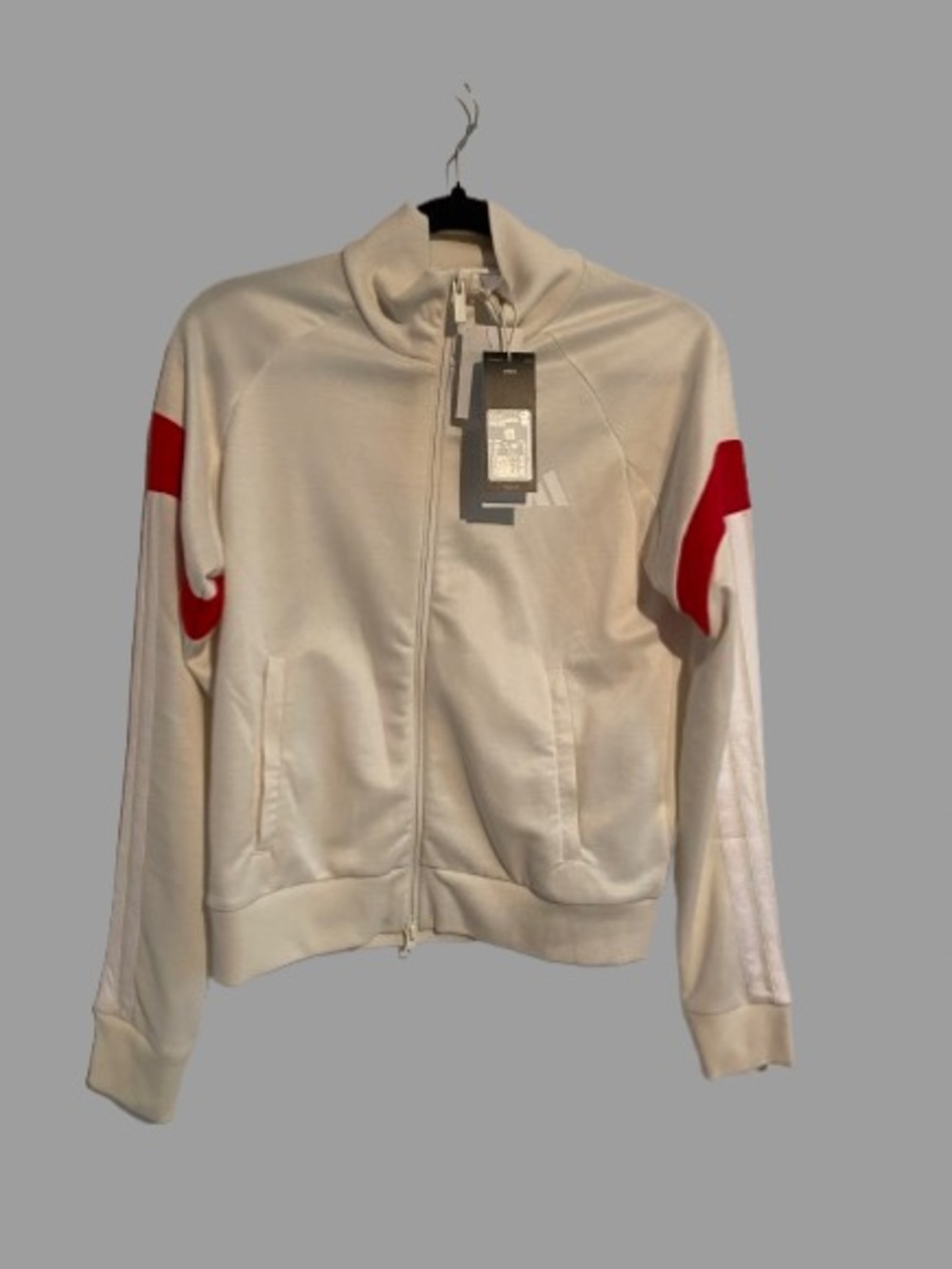 NWT Women’s Adidas White & Red Zip-Front Athletic Jacket